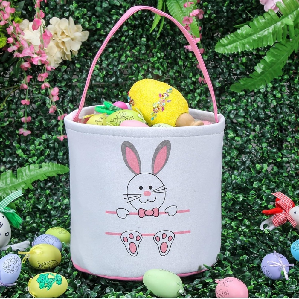 Canvas Easter Bunny Basket Egg Bags for kids